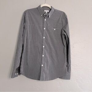 Calvin Klein Slim Fit Black/White Checkered Button Up Dress Shirt Size Medium